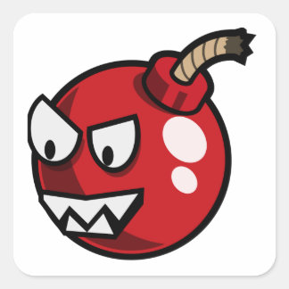 Cartoon Cherry Bomb Vierkante Sticker