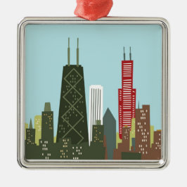 Cartoon Chicago Metalen Ornament