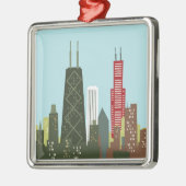Cartoon Chicago Metalen Ornament (Links)