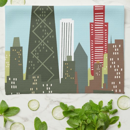 Cartoon Chicago Theedoek (Gevouwen)