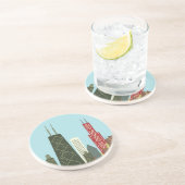 Cartoon Chicago Zandsteen Onderzetter (Zijkant)