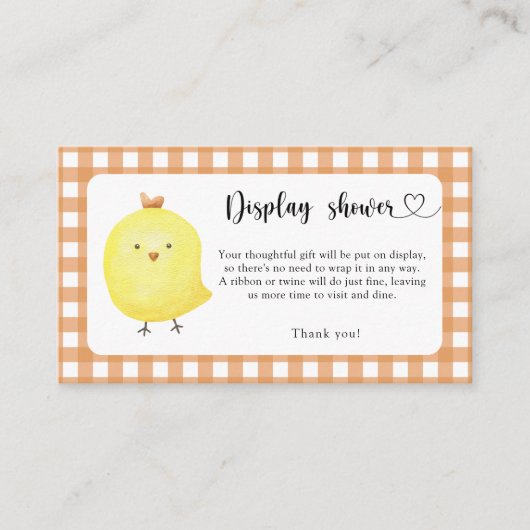 Cartoon chick - display douchekaart informatiekaartje (Voorkant)