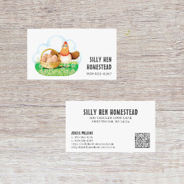 Cartoon Chicken Hen Egg QRCode Visitekaartje
