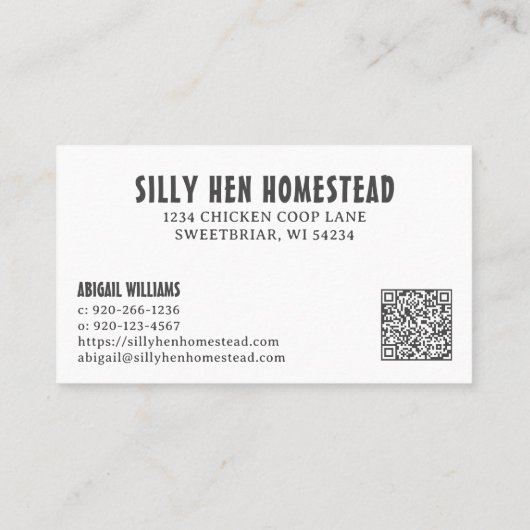 Cartoon Chicken Hen Egg QRCode Visitekaartje (Achterkant)