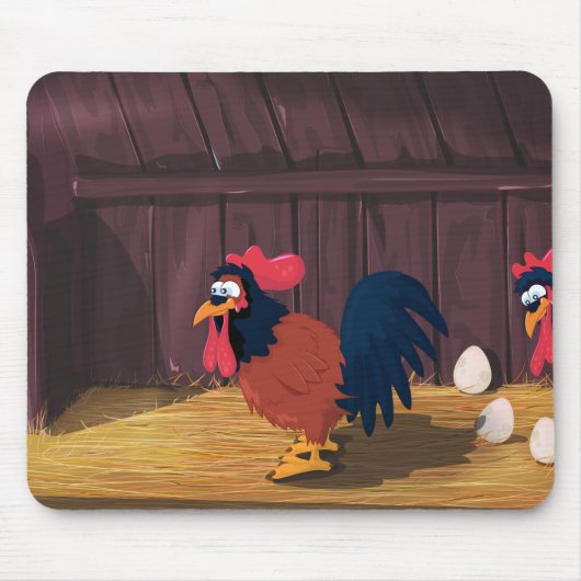 Cartoon Chicken Hen House Muismat (Voorkant)