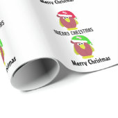 Cartoon Chicken in a Santa Hat Cadeaupapier (Rol Hoek)