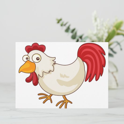 Cartoon Chicken Invitations Kaart (Staand voorkant)