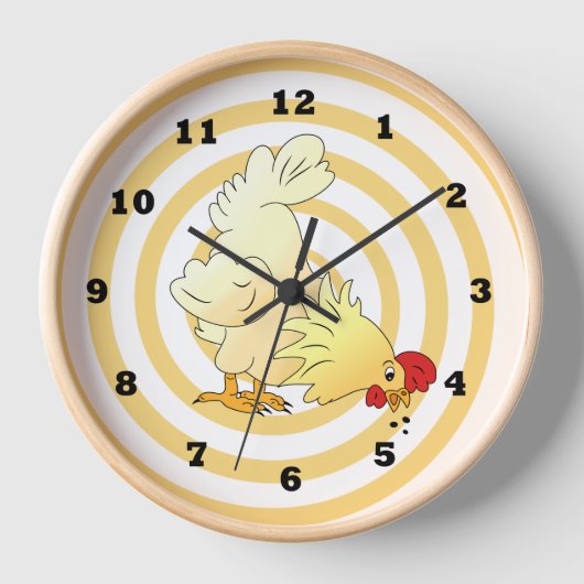Cartoon Chicken Kitchen Wall Clock (Voorkant)