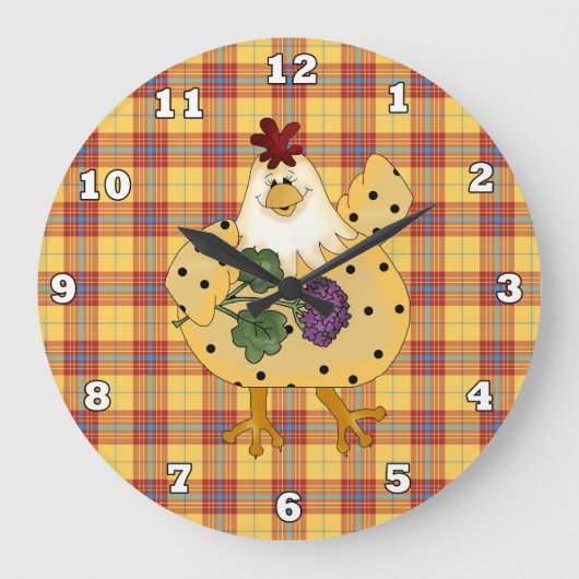 Cartoon Chicken kitchen wall clock Grote Klok (Voorkant)