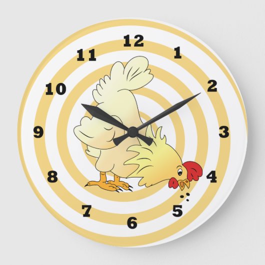 Cartoon Chicken Kitchen Wall Clock Grote Klok (Voorkant)