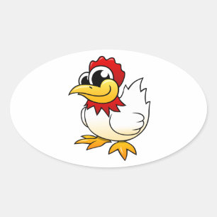 Cartoon Chicken Ovale Sticker