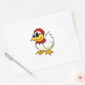 Cartoon Chicken Ovale Sticker (Envelop)