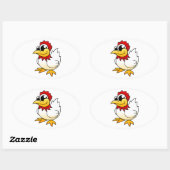 Cartoon Chicken Ovale Sticker (Vel)