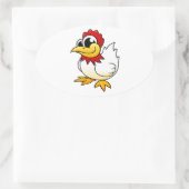 Cartoon Chicken Ovale Sticker (Tas)