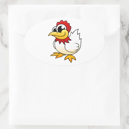 Cartoon Chicken Ovale Sticker (Tas)