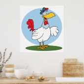 Cartoon Chicken Poster (Keuken)