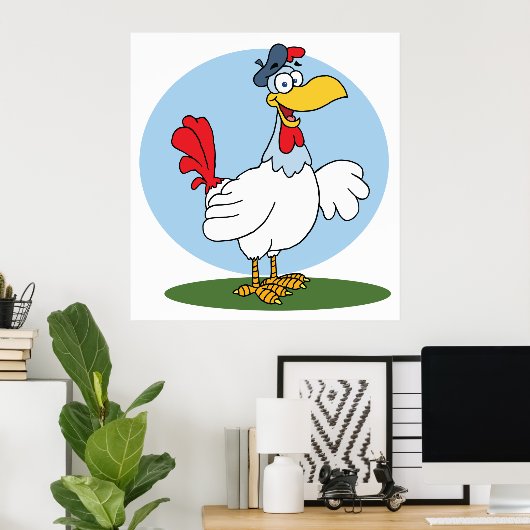 Cartoon Chicken Poster (Thuiskantoor)