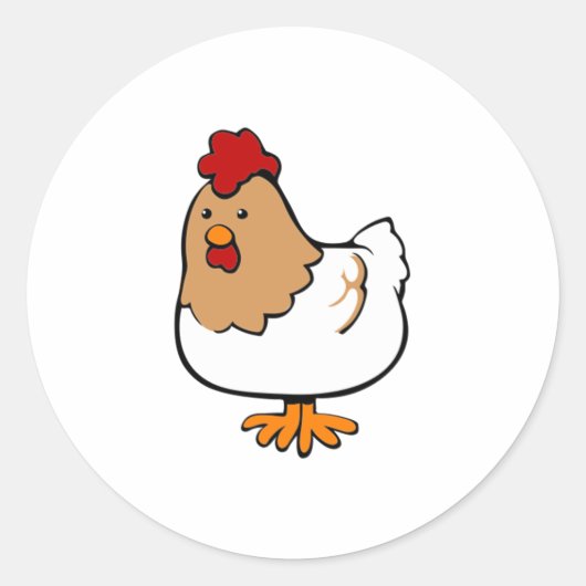 Cartoon Chicken Ronde Sticker (Voorkant)