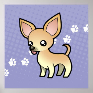 Cartoon Chihuahua (gladde jas) Poster