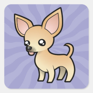 Cartoon Chihuahua (gladde jas) Vierkante Sticker