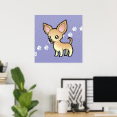Cartoon Chihuahua (gladde laag) Poster (Thuiskantoor)