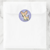 Cartoon Chihuahua (gladde laag) Ronde Sticker (Tas)
