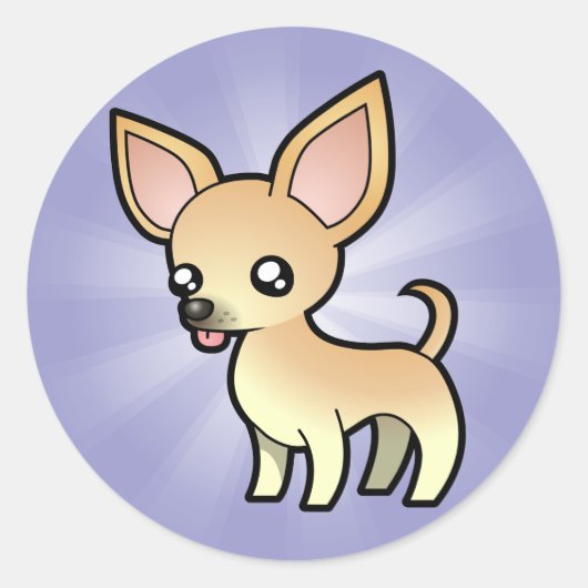 Cartoon Chihuahua (gladde laag) Ronde Sticker (Voorkant)
