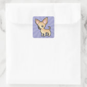 Cartoon Chihuahua (gladde laag) Vierkante Sticker (Tas)