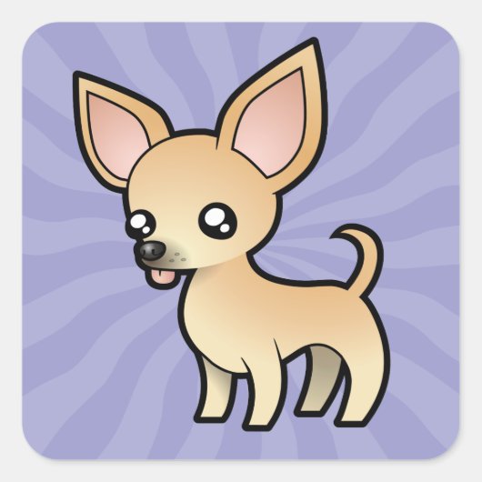 Cartoon Chihuahua (gladde laag) Vierkante Sticker (Voorkant)