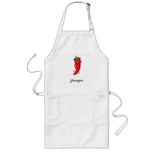 Cartoon chili peper met aangepaste naam lang schort