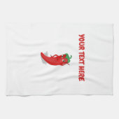 Cartoon Chili Pepper met aangepaste tekentetektowe Theedoek (Horizontaal)