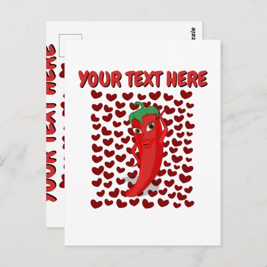 Cartoon Chili Pepper met aangepaste tekst Briefkaart (Voorkant / Achterkant)