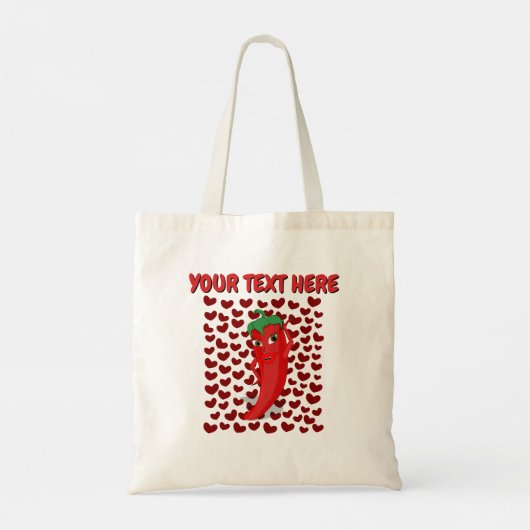 Cartoon Chili Pepper met aangepaste tekst Tote Bag (Achterkant)