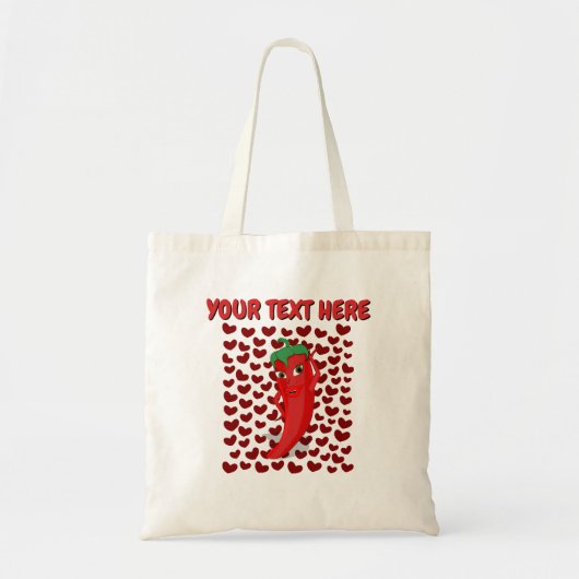 Cartoon Chili Pepper met aangepaste tekst Tote Bag (Voorkant)