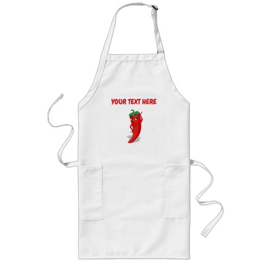 Cartoon Chili Pepper With Custom Text Lang Schort (Voorkant)
