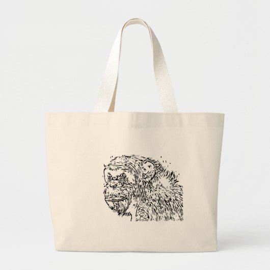 Cartoon chimpansee grote tote bag (Voorkant)