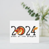 Cartoon Chinees Jaar van de Draak Briefkaart (Staand voorkant)