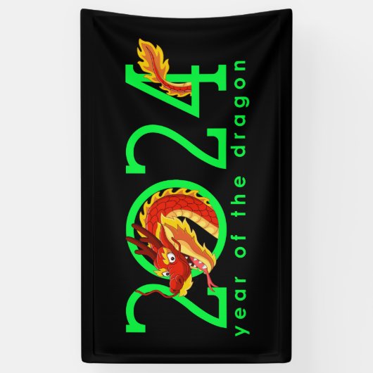 Cartoon Chinees Jaar van de Draak Spandoek (Verticaal)