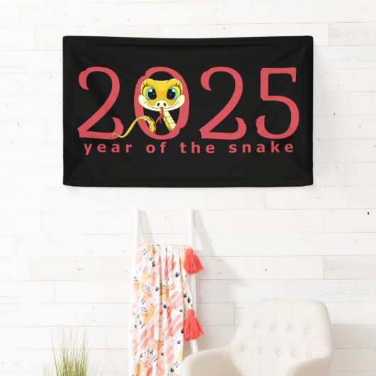 Cartoon Chinees jaar van de slang Spandoek (Insitu)