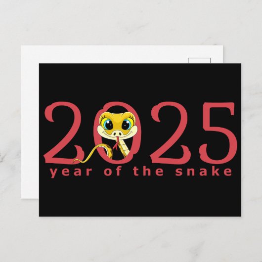 Cartoon Chinees jaar van het Snake Briefkaart (Voorkant / Achterkant)