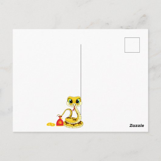 Cartoon Chinees jaar van het Snake Briefkaart (Achterkant)