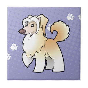 Cartoon Chinese Crested (poederpuff) Tegeltje