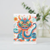 Cartoon Chinese Draak Briefkaart (Staand voorkant)