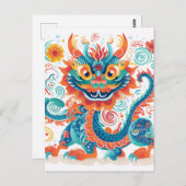 Cartoon Chinese Draak Briefkaart (Voorkant / Achterkant)