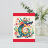 Cartoon Chinese Dragon Wall Art Briefkaart (Staand voorkant)