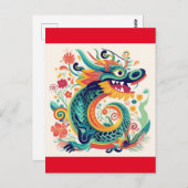 Cartoon Chinese Dragon Wall Art Briefkaart (Voorkant / Achterkant)