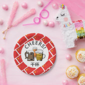 Cartoon CHINESE FLAG Great Beer Papieren Bordje (Feest)