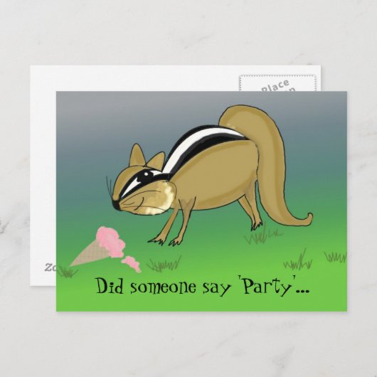 Cartoon Chipmunk met Ice Cream Cone Briefkaart (Voorkant / Achterkant)