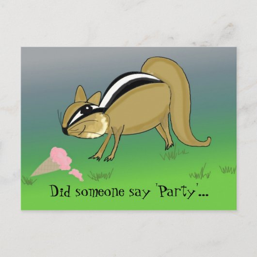 Cartoon chipmunk met ijsje briefkaart (Voorkant)