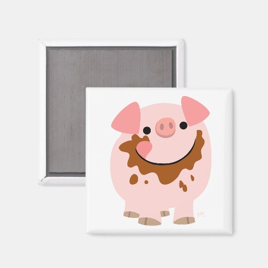 Cartoon Chocolade Varkensmagneet Magneet (Voorkant / Achterkant)